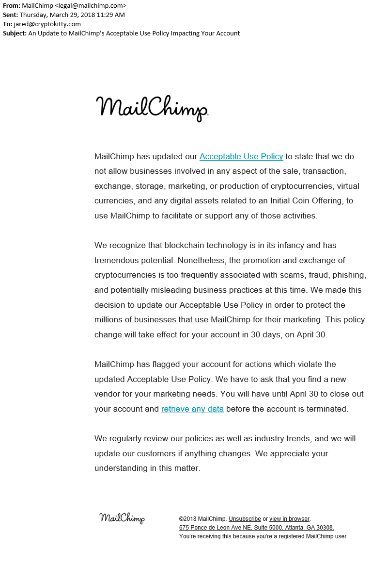 MailChimp Polite Cease and Desist